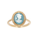 Bague en plaqu� or cam� sur fond turquoise