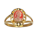 Bague came en plaqu or came rose vif et dentelle autour
