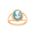 Bague en plaqu� or cam�e sur fond r�sine bleue