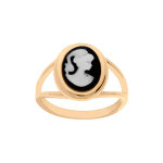 Bague en plaqu or came sur fond noir