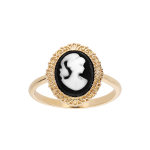 Bague en plaqu or came sur fond noir contour finement ouvrag