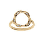 Bague en plaqu� or cercle torsade et oxydes blancs