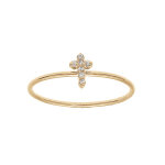 Bague en plaqu or avec croix en oxydes blancs sertis