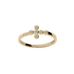 Bague en plaqu or croix avec oxyde blanc serti