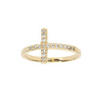Bague en plaqu or croix d'oxydes blancs sertis