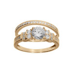 Bague plaqu� or duo avec oxydes blancs sertis