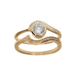 Bague plaqué or duo vague avec oxydes blancs sertis Bague plaqué or duo vague avec oxydes blancs sertis