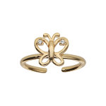 Bague en plaqu� or enfant avec papillon ajour� et oxydes blancs r�glable de 42 � 47