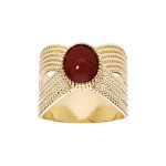 Bague en plaqu or ethnique croise avec pierre rouge