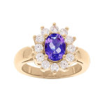 Bague en plaqu or fleur d'amthyste vritable et oxydes blancs sertis