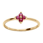 Bague en plaqu� or fleur d'oxydes rouges