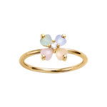 Bague en plaqué or forme fleur en verre opaque pastel Bague en plaqué or forme fleur en verre opaque pastel