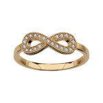 Bague en plaqué or forme infini en oxydes blancs Bague en plaqué or forme infini en oxydes blancs