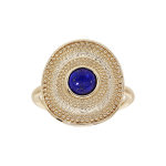 Bague en plaqué or forme ronde avec pierre lapis lazuli véritable Bague en plaqué or forme ronde avec pierre lapis lazuli véritable