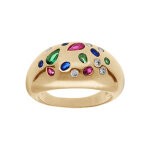Bague en plaqu or jonc avec oxydes multi couleurs