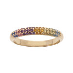 Bague en plaqu or jonc avec oxydes multi couleurs sertis