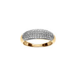 Bague en plaqu or jonc pav d'oxydes blancs sertis