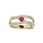 Bague en plaqué or large avec oxyde rouge central et 2 rangs oxydes blancs sertis taille 50 ( Bague en plaqué or large avec oxyde rouge central et 2 rangs oxydes blancs sertis taille 50 (