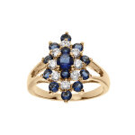 Bague plaqu or marquise avec oxydes bleu et blancs