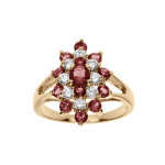 Bague plaqu or marquise avec oxydes rouges et blancs