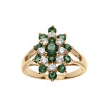 Bague plaqu or marquise avec oxydes verts et blancs