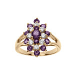 Bague plaqu or marquise avec oxydes violets et blancs