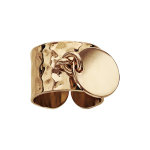 Bague en plaqu� or martel�e anneau avec pastille ronde