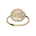 Bague en plaqué or motif arbre de vie et oxydes blancs sertis Bague en plaqué or motif arbre de vie et oxydes blancs sertis
