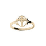 Bague en plaqu or ovale motif croix