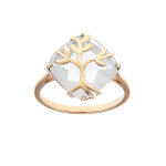 Bague en plaqué or avec oxyde blanc et arbre de vie Bague en plaqué or avec oxyde blanc et arbre de vie