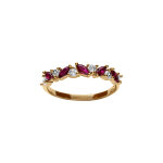 Bague en plaqu or avec oxydes fushia forme marquise et oxydes blancs ronds