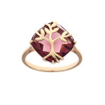 Bague en plaqué or avec oxyde violet et arbre de vie Bague en plaqué or avec oxyde violet et arbre de vie
