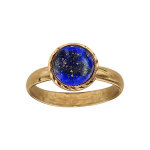 Bague en plaqué or avec pierre lapis lazuli véritable ronde Bague en plaqué or avec pierre lapis lazuli véritable ronde