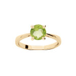 Bague en plaqu or avec pierre vritable pridot 6, 5mm