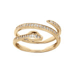 Bague en plaqu or serpent enroule pav d'oxydes blancs sertis