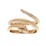 Bague en plaqu or serpent avec oxydes blancs sertis
