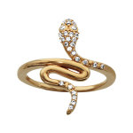 Bague en plaqué or serpent avec tête et queue ornés d'oxydes blancs Bague en plaqué or serpent avec tête et queue ornés d'oxydes blancs