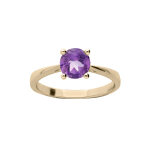 Bague en plaqu or simple avec pierre vritable amthyste 6, 5mm
