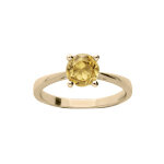 Bague en plaqu or simple avec pierre vritable citrine 6, 5mm