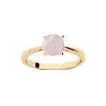 Bague en plaqué or simple avec pierre véritable quartz rose 6, 5mm Bague en plaqué or simple avec pierre véritable quartz rose 6, 5mm