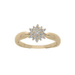 Bague en plaqu� or solitaire forme de fleur avec oxydes blancs sertis
