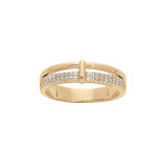 Bague en plaqué or style alliance lisse et oxydes blancs sertis Bague en plaqué or style alliance lisse et oxydes blancs sertis