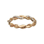 Bague en plaqu� or torsade avec 1 brin lisse et l'autre orn� d'oxydes blancs sertis