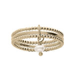 Bague en plaqu or triple anneaux et pampille perle de culture d'eau douce