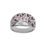 Bague stella mia en acier bombée motifs tons rose et nacre blanche Bague stella mia en acier bombée motifs tons rose et nacre blanche