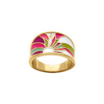 Bague stella mia en acier doré jaune avec motif résine rose et violet Bague stella mia en acier doré jaune avec motif résine rose et violet