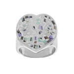 Bague stella mia en acier forme coeur motif arbre de vie couleur avec nacre Bague stella mia en acier forme coeur motif arbre de vie couleur avec nacre