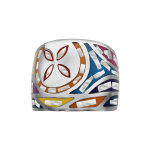 Bague stella mia en acier et nacre blanche v�ritable motif fleur et multicolore