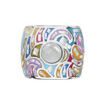 Bague stella mia en acier et nacre blanche v�ritable motifs vagues et couleurs pastel