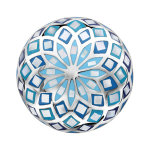 Bague stella mia en acier et nacre blanche v�ritable plateau rond bomb� motif fleur et d�grad� de bleu ...